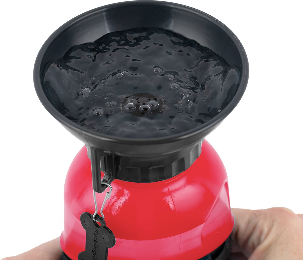 HIGHWAVE AutoDogMug Portable Dog Water Bottle & Bowl, 20oz bottle, Red