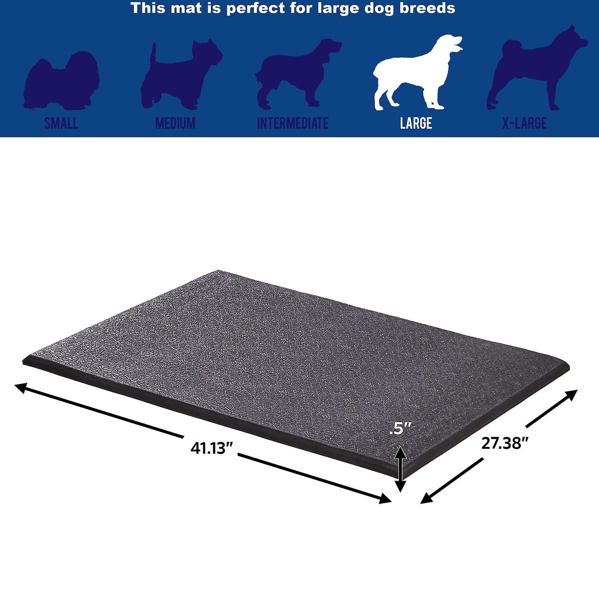 MidWest QuietTime Cushioned Antimicrobial Dog Crate Mat, Black