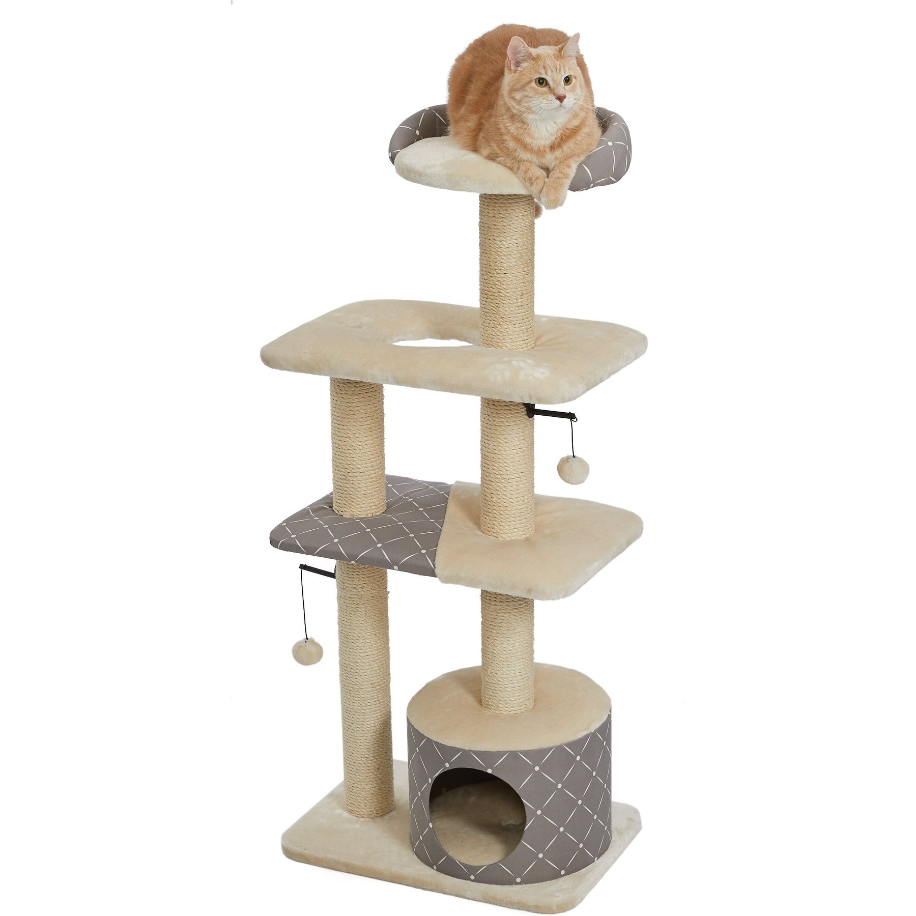 MidWest Feline Nuvo Tower 50.5-in Faux Fur Cat Tree & Condo, Tan Diamond