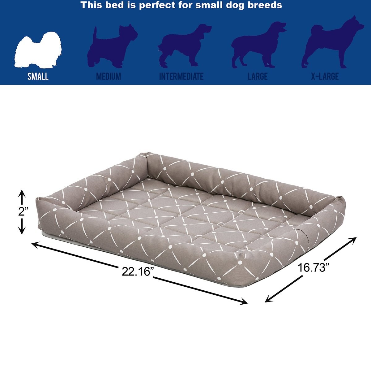 MIDWEST QuietTime Couture Ashton Bolster Dog Crate Mat, Mushroom, Small