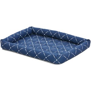 MidWest QuietTime Couture Ashton Bolster Dog Crate Mat, Blue, Small 