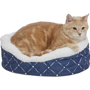 MidWest Cradle Nesting Orthopedic Bolster Cat & Dog Bed w/Removable Cover, Blue/White, X-Small