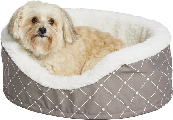 MidWest Cradle Nesting Orthopedic Bolster Cat & Dog Bed w/Removable Cover, Mushroom/White, Small slide 1 of 4