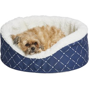 MidWest Cradle Nesting Orthopedic Bolster Cat & Dog Bed w/Removable Cover, Blue/White, Small