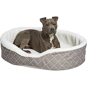 MidWest Cradle Nesting Orthopedic Bolster Cat & Dog Bed with Removable Cover, Mushroom/White, Medium