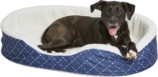 MidWest Cradle Nesting Orthopedic Bolster Cat & Dog Bed w/Removable Cover, Blue/White, Large slide 1 of 4