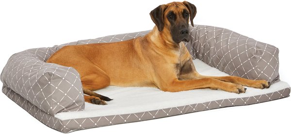 MidWest QuietTime Couture Hampton Orthopedic Bolster Dog Bed with Removable Cover, Mushroom/White, Giant slide 1 of 6