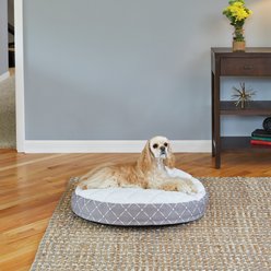 MidWest QuietTime Couture Round Empress Pillow Bed with Removable Cover, Mushroom/White, Medium