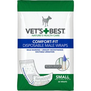 Vet's Best Comfort-Fit Disposable Male Dog Wraps, Small: 12 to 18-in waist, 30 count