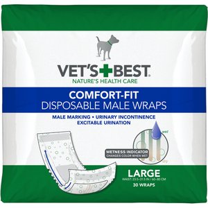 Vet's Best Comfort-Fit Disposable Male Dog Wraps, Large: 23.5 to 31.5-in waist, 30 count