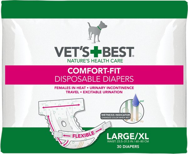 Vet's Best Comfort-Fit Disposable Female Dog Diapers, Large/X-Large: 23.5 to 31.5-in waist, 30 count slide 1 of 9