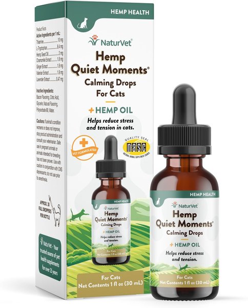 NaturVet Hemp Quiet Moments Liquid Calming Supplement for Cats, 1-oz bottle slide 1 of 8