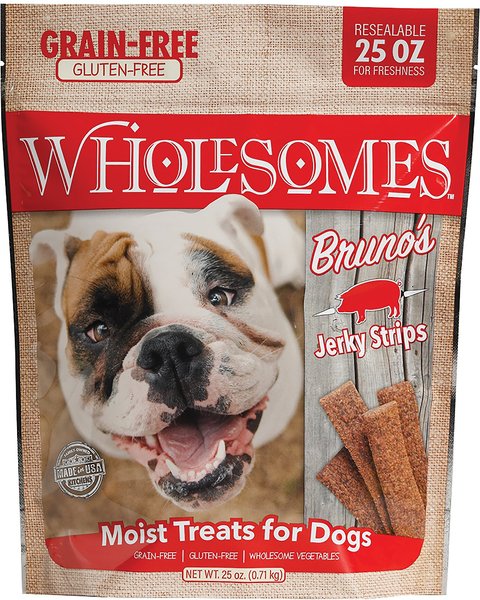 Wholesomes Bruno's Jerky Strips Grain-Free Dog Treats, 25-oz bag slide 1 of 7