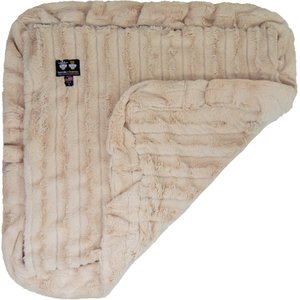 Bessie + Barnie Natural Beauty Ultra Plush Faux Fur Reversible Dog & Cat Blanket, Beige, X-Small