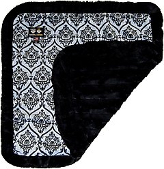 Bessie + Barnie Versailles Puma Plush Faux Fur Reversible Dog & Cat Blanket, Black/Blue, Medium