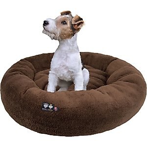 Bessie + Barnie Ultra Plush Deluxe Comfort Snuggle Bolster Cat & Dog Bed, Brown, Small