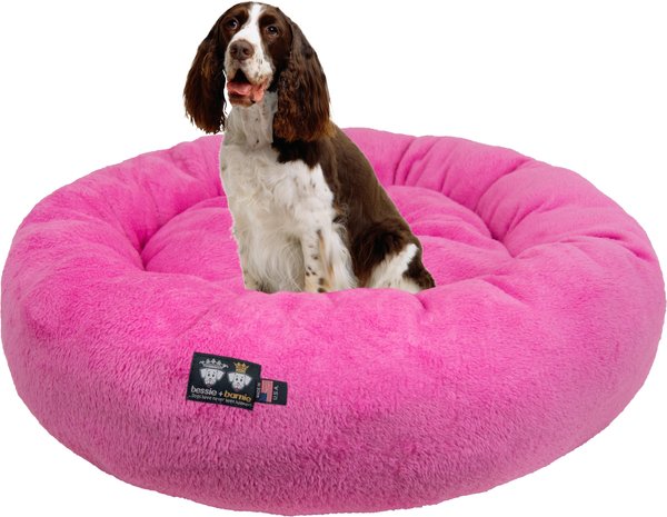 Bessie + Barnie Ultra Plush Deluxe Comfort Snuggle Bolster Cat & Dog Bed, Pink, Small slide 1 of 7