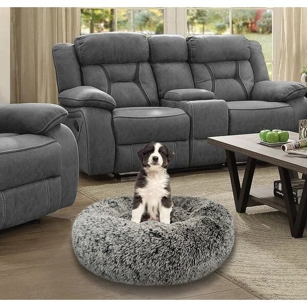 FRISCO Eyelash Cat & Dog Bolster Bed, Large, Silver