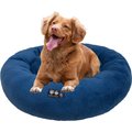 Bessie + Barnie Ultra Plush Deluxe Comfort Snuggle Bolster Cat & Dog Bed, Blue, Small