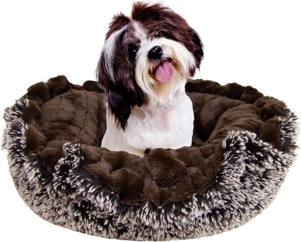 Bessie + Barnie Blondie & Simba Deluxe Lily Pod Pillow Cat & Dog Bed, Brown slide 1 of 6