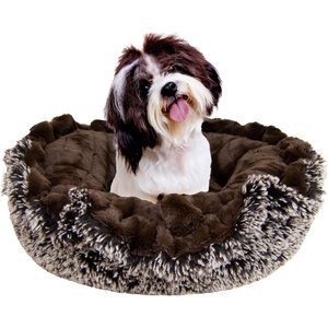 Bessie + Barnie Blondie & Simba Deluxe Lily Pod Pillow Cat & Dog Bed, Brown