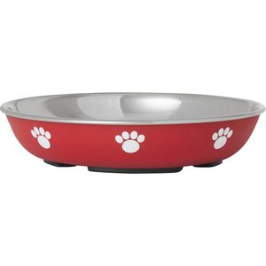 Frisco Non-Skid Stainless Steel Dish Cat Bowl, Red, 1 Cup