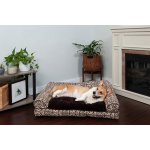 FurHaven Southwest Kilim Bolster Cat & Dog Bed, Desert Brown, Large