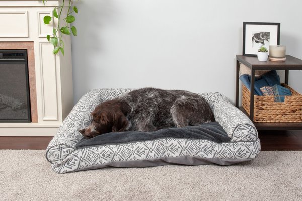 FurHaven Southwest Kilim Bolster Cat & Dog Bed, Boulder Gray, Jumbo slide 1 of 8