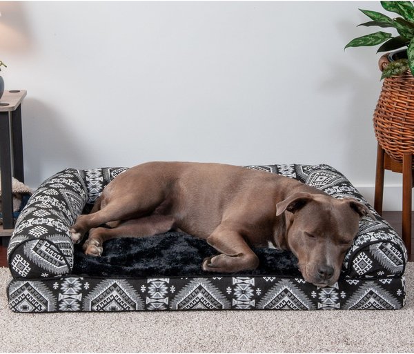 FurHaven Southwest Kilim Cat & Dog Bed, Black Medallion, Large slide 1 of 9
