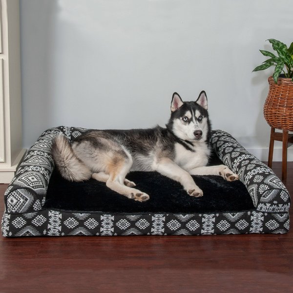 FurHaven Southwest Kilim Cat & Dog Bed, Black Medallion, Jumbo slide 1 of 9