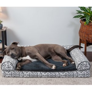 FurHaven Southwest Kilim Cat & Dog Bed, Boulder Gray, Large, Orthopedic Foam