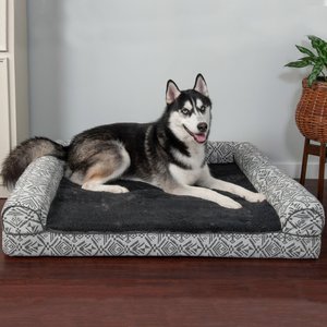 FurHaven Southwest Kilim Cat & Dog Bed, Boulder Gray, Jumbo, Orthopedic Foam