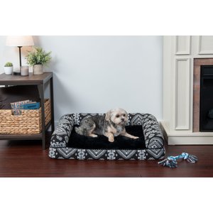 FurHaven Southwest Kilim Cat & Dog Bed, Black Medallion, Medium