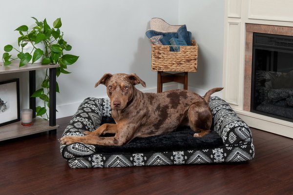 FurHaven Southwest Kilim Cat & Dog Bed, Black Medallion, Large slide 1 of 9