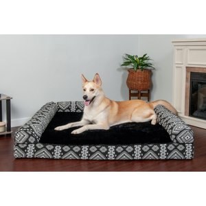 FurHaven Southwest Kilim Cat & Dog Bed, Black Medallion, Jumbo Plus