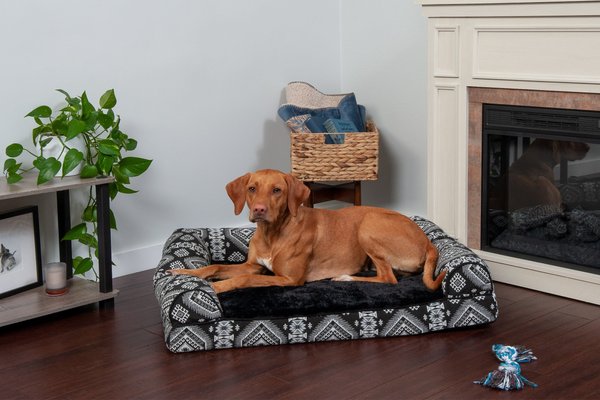 FurHaven Southwest Kilim Cat & Dog Bed, Black Medallion, Large slide 1 of 9