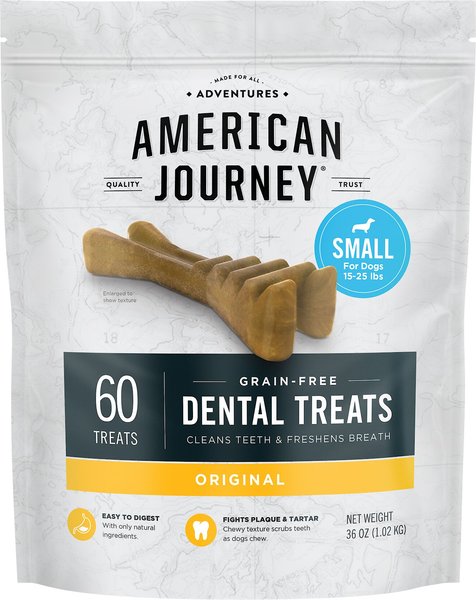 American Journey Small Grain-Free Original Dental Dog Treats, 36-oz bag, 60 count slide 1 of 9