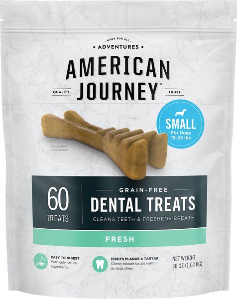 American Journey Small Grain-Free Fresh Dental Dog Treats, 36-oz bag, 60 count slide 1 of 8