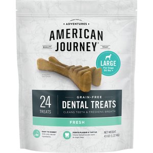 American Journey Large Grain-Free Fresh Dental Dog Treats, 43-oz bag, 24 count