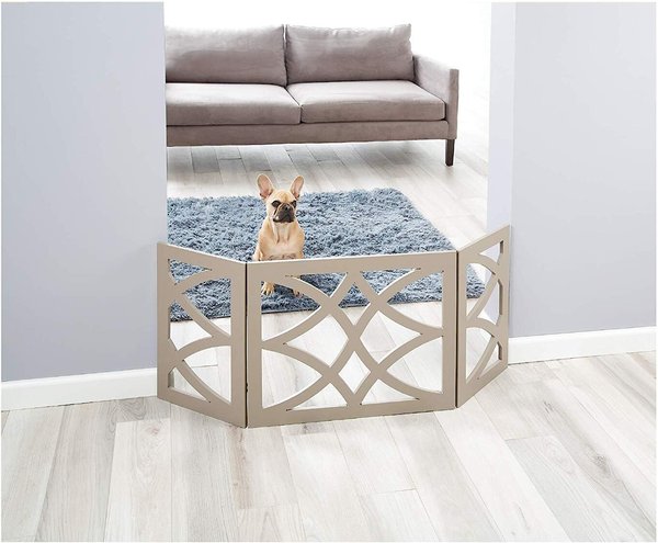 Etna Wooden Curves Pet Gate, Gray slide 1 of 3