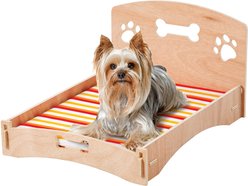 Etna Wooden Bone & Paw Design Sofa Cat & Dog Bed with Removable Cover