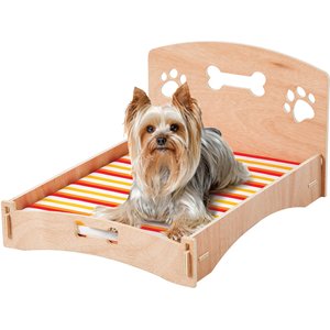 Etna Wooden Bone & Paw Design Sofa Cat & Dog Bed w/Removable Cover