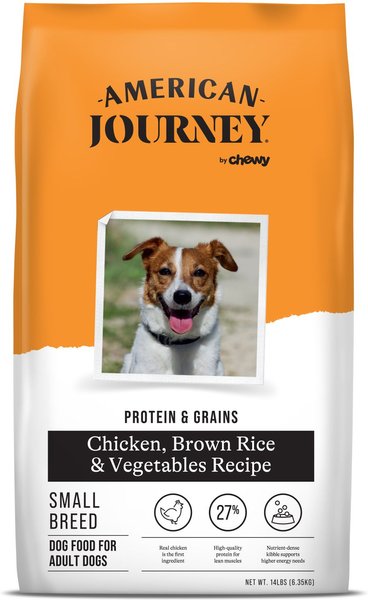 American Journey Protein & Grains Small Breed Chicken, Brown Rice & Vegetables Recipe Adult Dry Dog Food, 14-lb bag slide 1 of 9