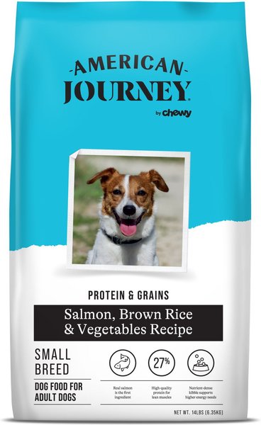 American Journey Protein & Grains Small Breed Salmon, Brown Rice & Vegetables Recipe Adult Dry Dog Food, 14-lb bag slide 1 of 9