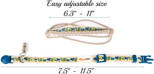 Show full view: Pettsie Flower Cat Collar with Friendship Bracelet, Blue, 7.5-in slide 5 of 8
