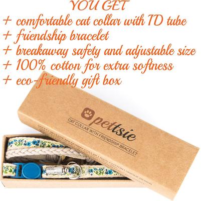 Show full view: Pettsie Flower Cat Collar with Friendship Bracelet, Blue, 7.5-in slide 6 of 8