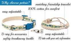 Pettsie Flower Kitten Collar with Friendship Bracelet, 5-in, Blue slide 2 of 7