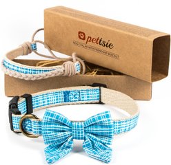 Pettsie Bow Tie Dog Collar & Friendship Bracelet, Blue, Small