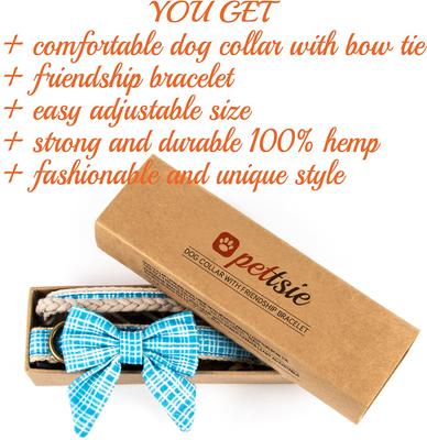 Show full view: Pettsie Cotton Bow Tie Standard Dog Collar, Turquoise, Small slide 5 of 8