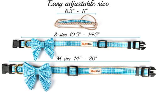 Show full view: Pettsie Cotton Bow Tie Standard Dog Collar, Turquoise, Medium slide 4 of 8
